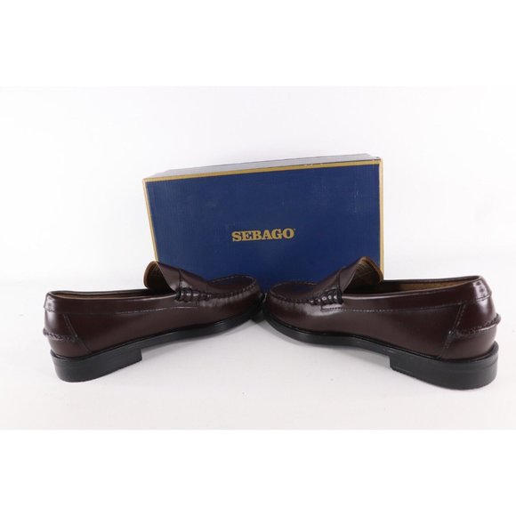 NOS Vintage Sebago Mens 7.5 E Hand Sewn Cordovan Leather Penny Loafers Oxblood main image 4